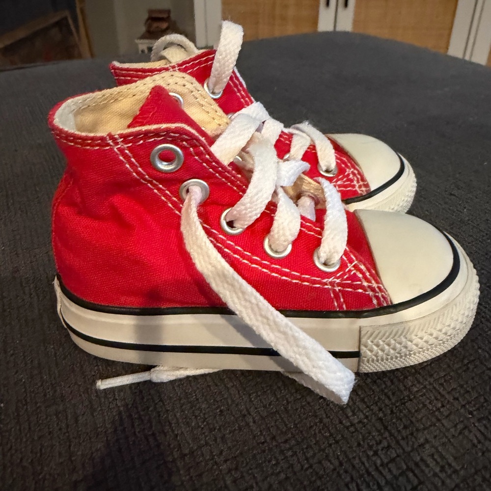 Classic Red Kids High-Top Sneakers